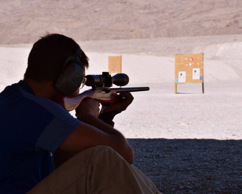 Afsheen in the process of qualifying as a sharpshooter!