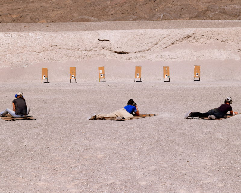 Shooters transition to prone for rapid fire at the 75 yard line.