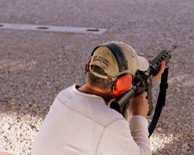 A student irons out the transition to a kneeling position during a rapid fire drill.